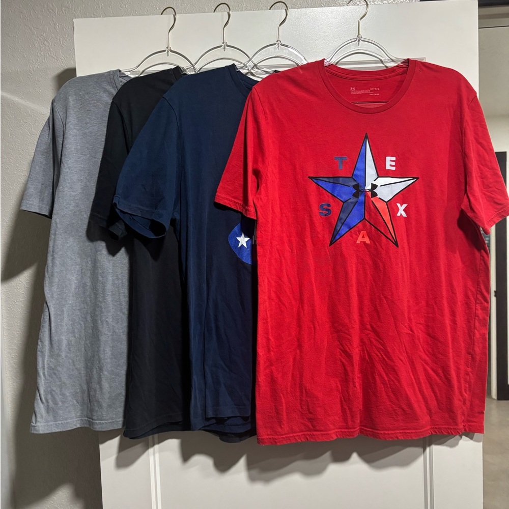 Lot of 4 Men’s Under Armour Texas Shirts Size Large